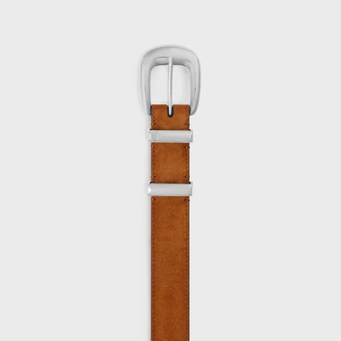 Ceinture western 25 mm en cuir de veau suédé