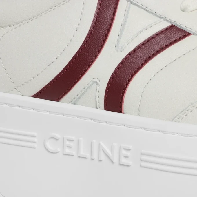 CELINE – Baskets à talons carrés avec motif Triomphe à l&rsquo;arrière et semelle compensée en cuir de veau
