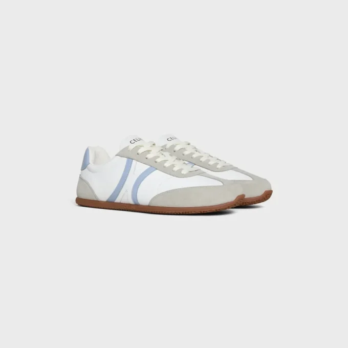 CELINE Jogger – Baskets à lacets basses en cuir de veau et daim de veau