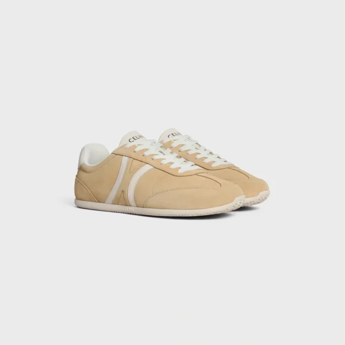 CELINE Jogger – Baskets à lacets basses en cuir de veau suédé et cuir de veau