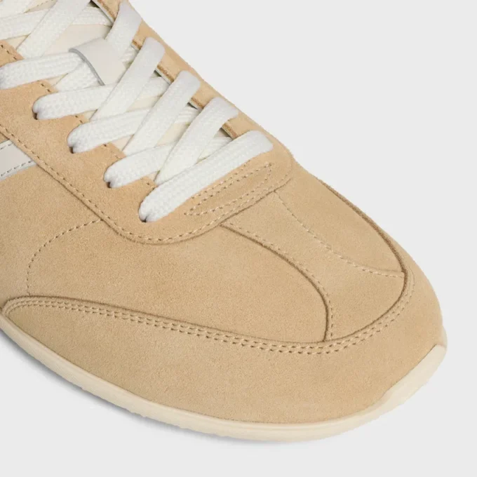 CELINE Jogger – Baskets à lacets basses en cuir de veau suédé et cuir de veau