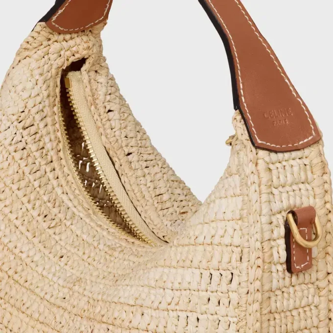 Celine Lulu pour Teen en raphia et cuir de veau naturel Celine Lulu pour Teen en raphia et cuir de veau naturel