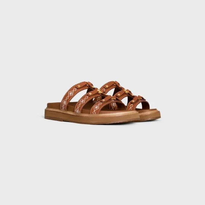 CELINE – Mules Tippi en cuir de veau brodé