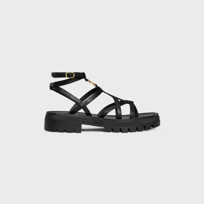 CELINE – Sandales à lanières Clea Triomphe en cuir de veau – Tannage végétal