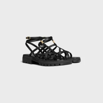 CELINE – Sandales à lanières Clea Triomphe en cuir de veau – Tannage végétal
