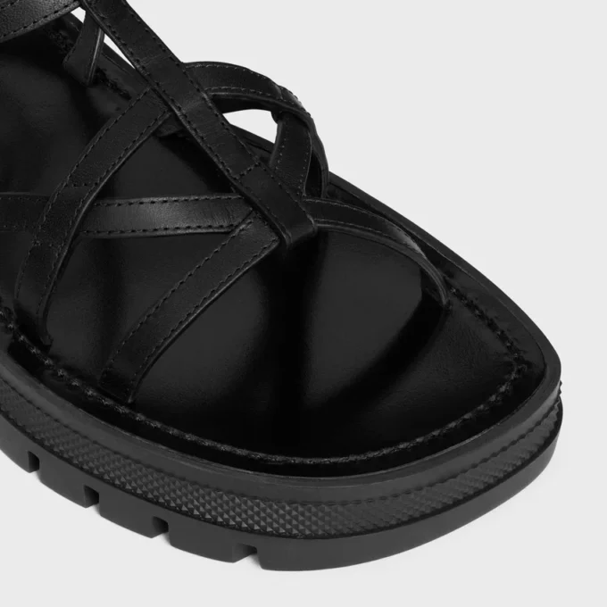 CELINE – Sandales à lanières Clea Triomphe en cuir de veau – Tannage végétal