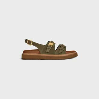 CELINE – Sandales Tippi Triomphe en cuir de veau suédé