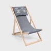 Chaise longue en bois et tissu jacquard Chaise longue en bois et tissu jacquard