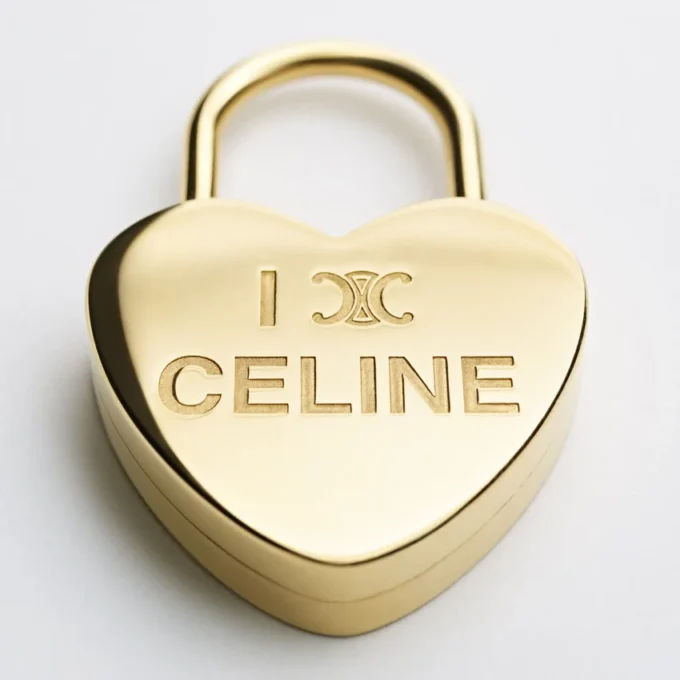 Charms Cadenas en forme de cœur en laiton avec finition dorée