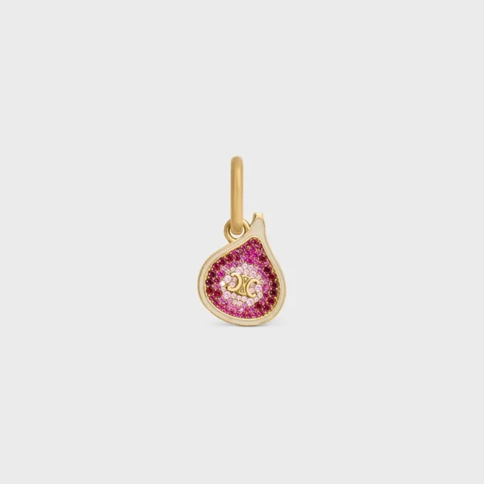 Charms en forme de figue en laiton avec finition dorée, émail et strass Charms en forme de figue en laiton avec finition dorée, émail et strass
