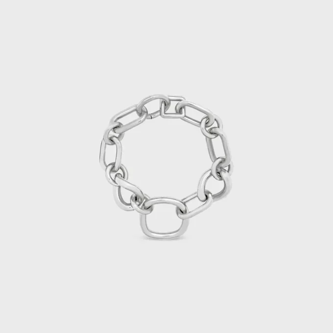 Charms Gourmette fine moderne en laiton avec finition rhodiée