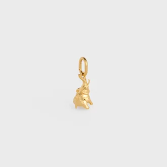 Charms Éléphant sur perle en laiton avec finition dorée et perle en résine