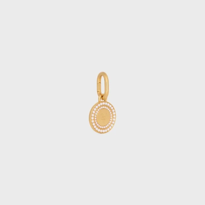 Charms Médaille en résine et laiton avec finition dorée