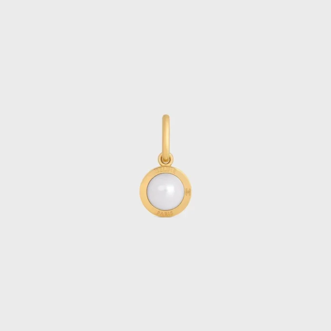 Charms Perle en résine et laiton avec finition dorée