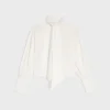 Chemise courte à col lavallière en twill de soie Chemise courte à col lavallière en twill de soie