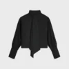 Chemise courte à col lavallière en twill de soie