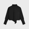 Chemise courte à col lavallière en twill de soie