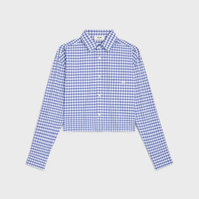 Chemise courte en coton Vichy