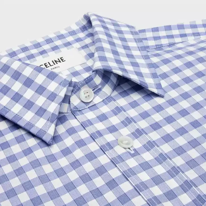 Chemise courte en coton Vichy