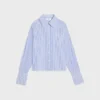 Chemise courte en popeline de coton rayée