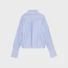 Chemise courte en popeline de coton rayée