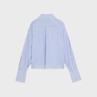 Chemise courte en popeline de coton rayée