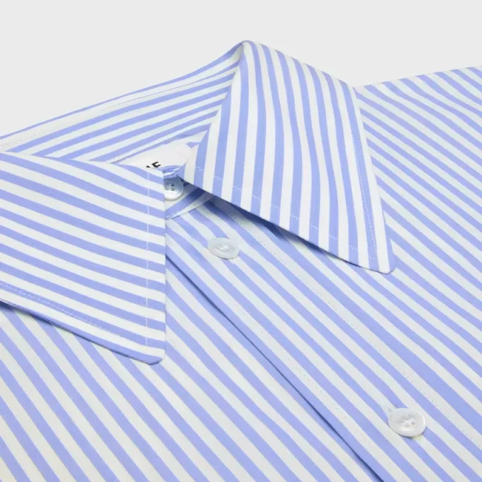 Chemise courte en popeline de coton rayée