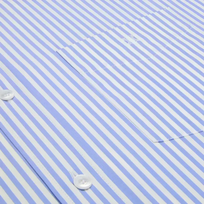 Chemise courte en popeline de coton rayée