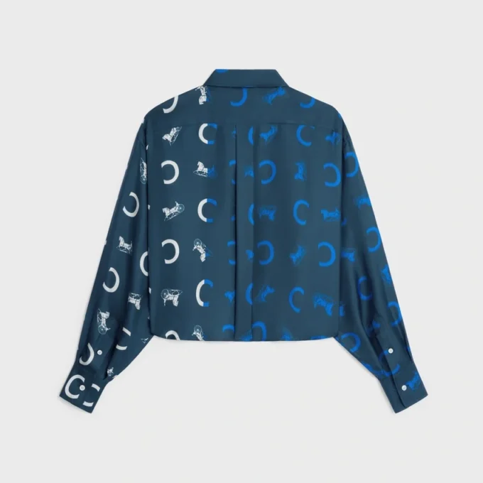 Chemise courte en twill de soie