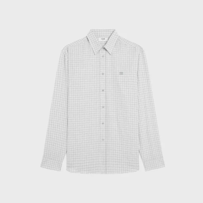 Chemise décontractée en sergé de coton à carreaux Chemise décontractée en sergé de coton à carreaux