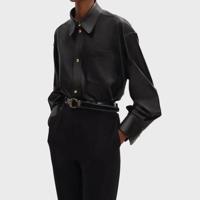 Chemise en cuir d’agneau souple Chemise en cuir d’agneau souple