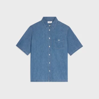 Chemise à manches courtes en denim de coton