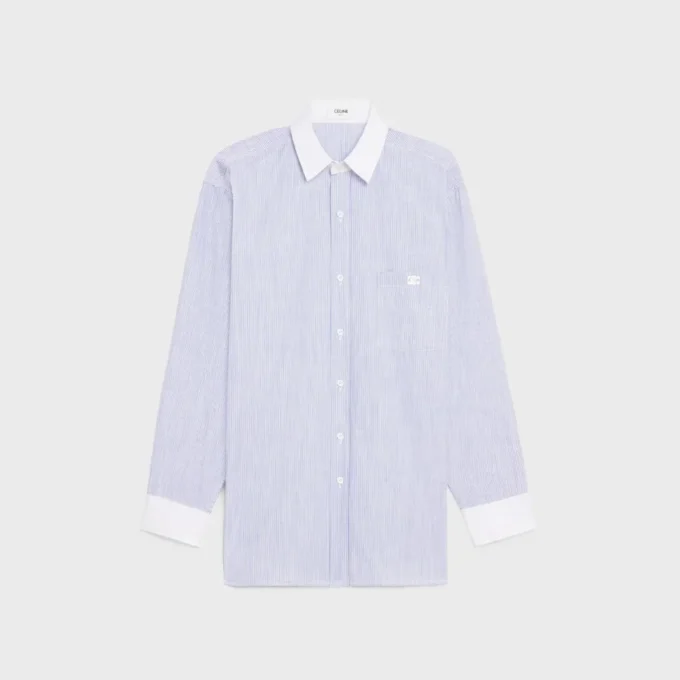 Chemise oversize en coton chambray rayé Chemise oversize en coton chambray rayé