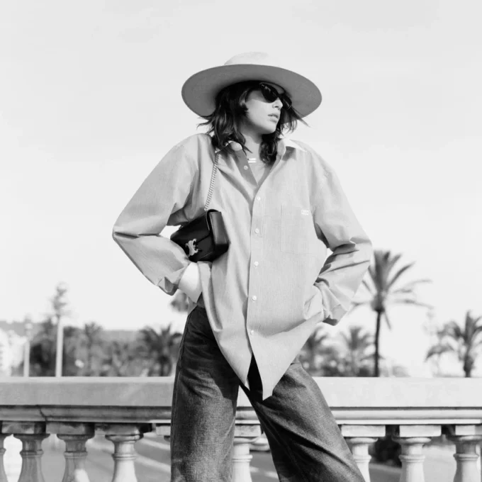 Chemise oversize en coton chambray rayé Chemise oversize en coton chambray rayé