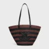Classic Celine Couffin Panier en raphia rayé et cuir de veau Classic Celine Couffin Panier en raphia rayé et cuir de veau