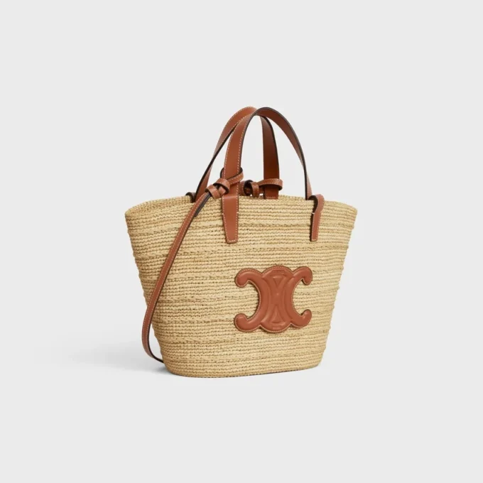 Classic Panier CELINE en raphia et cuir de veau Classic Panier CELINE en raphia et cuir de veau
