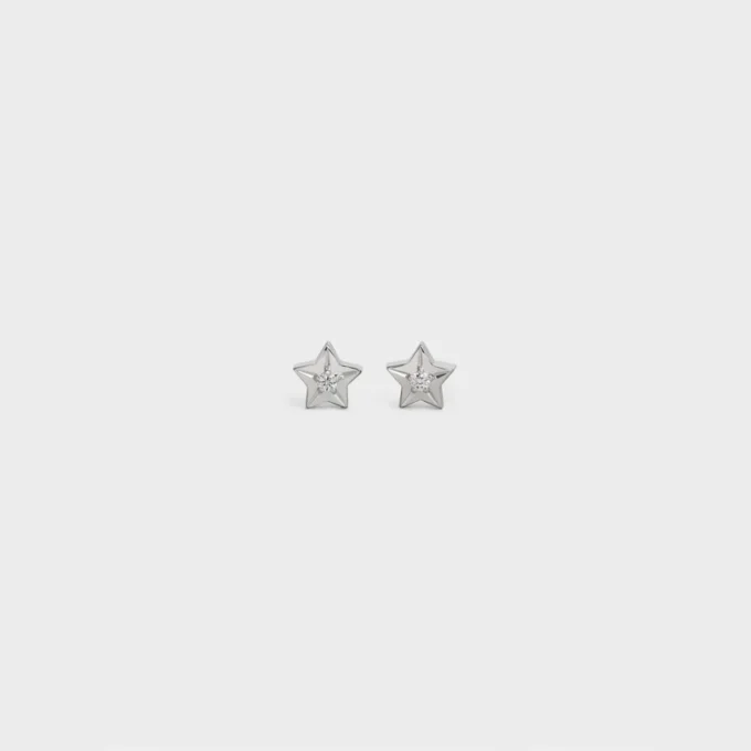 Clous d&rsquo;oreilles CELINE en or blanc et diamants