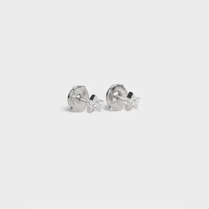 Clous d&rsquo;oreilles CELINE en or blanc et diamants