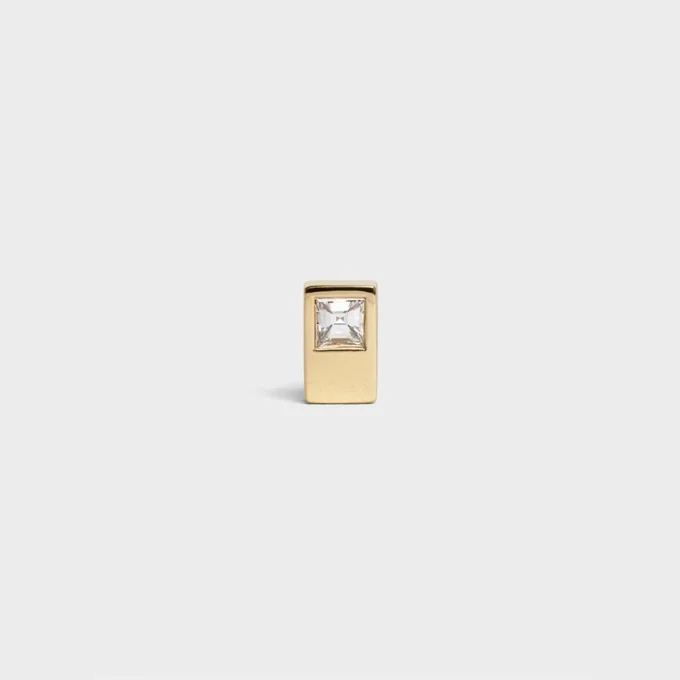 Clous d&rsquo;oreilles Sentimental Double Square de CELINE en or jaune et diamant