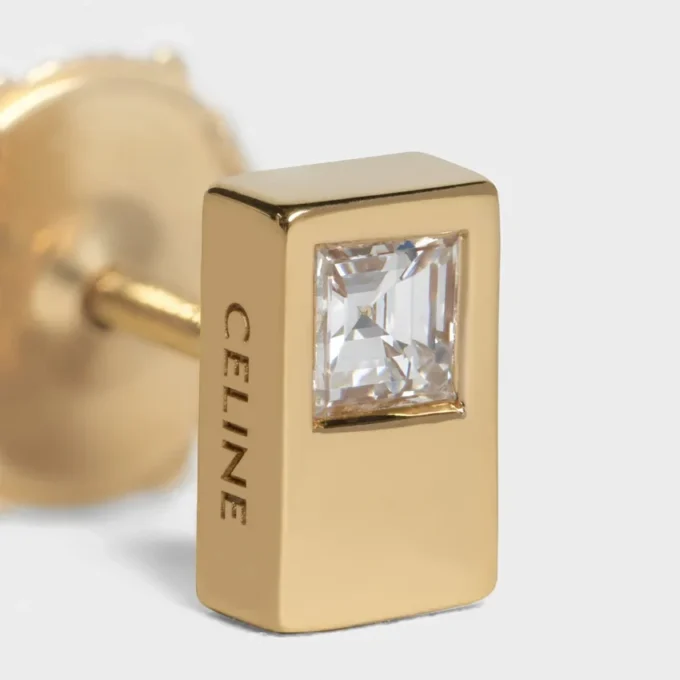 Clous d&rsquo;oreilles Sentimental Double Square de CELINE en or jaune et diamant