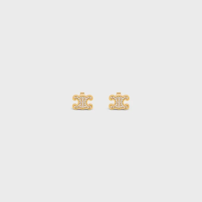 Clous d’oreilles Triomphe en strass et laiton avec finition dorée Clous d’oreilles Triomphe en strass et laiton avec finition dorée