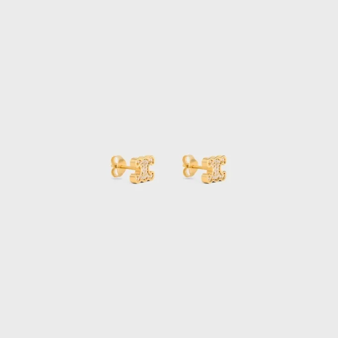 Clous d’oreilles Triomphe en strass et laiton avec finition dorée Clous d’oreilles Triomphe en strass et laiton avec finition dorée