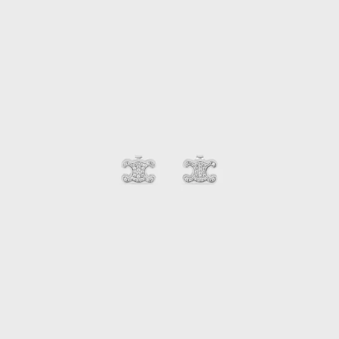 Clous d’oreilles Triomphe en strass et laiton avec finition rhodiée Clous d’oreilles Triomphe en strass et laiton avec finition rhodiée