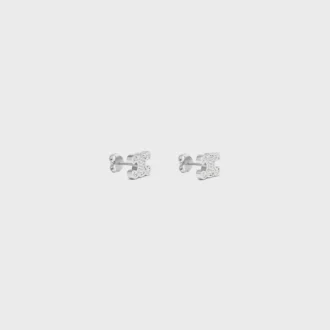 Clous d’oreilles Triomphe en strass et laiton avec finition rhodiée Clous d’oreilles Triomphe en strass et laiton avec finition rhodiée