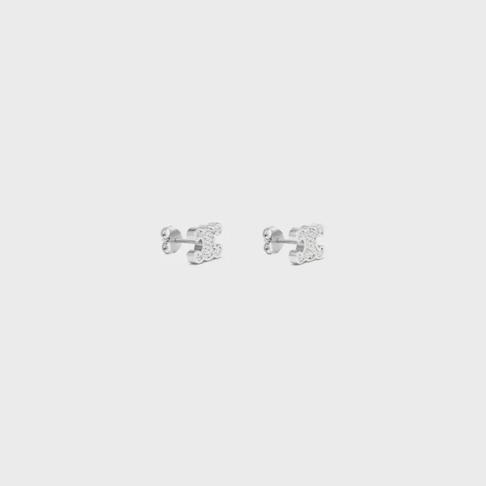 Clous d’oreilles Triomphe en strass et laiton avec finition rhodiée Clous d’oreilles Triomphe en strass et laiton avec finition rhodiée