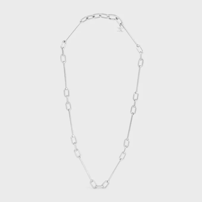 Collier à breloques en laiton avec finition rhodiée