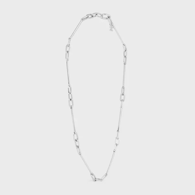 Collier à breloques en laiton avec finition rhodiée