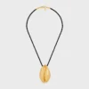 Collier CELINE Dafila en laiton avec finition dorée et soie