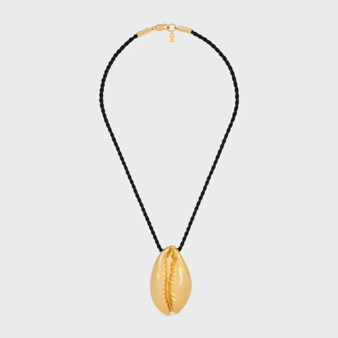 Collier CELINE Dafila en laiton avec finition dorée et soie
