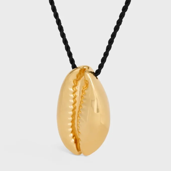 Collier CELINE Dafila en laiton avec finition dorée et soie